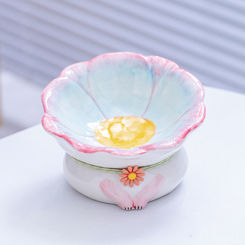 Cat Bowl Ceramic Plate Bowl Cat Food Holder Pet Bowl Plate